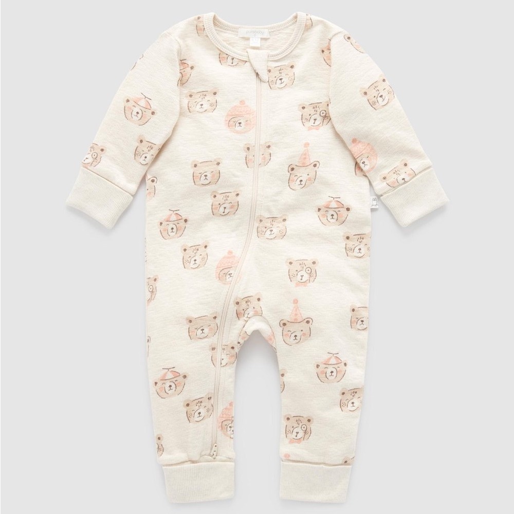SOLD Super Soft Purebaby Bear Print Pajamas 3-6 Months